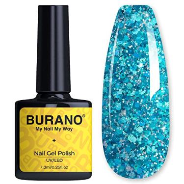 Imagem de BURANO Esmalte Com Glitter, Efeito Holográfico De Led Uv, Sem Lascas, Brilho Para Salão Beleza Caseiro (Lake Blue Lp5)