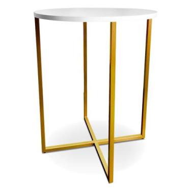 Imagem de Mesa De Canto Alta Gana - Dourada/Branca - Genus Móveis, Dourado/Branc