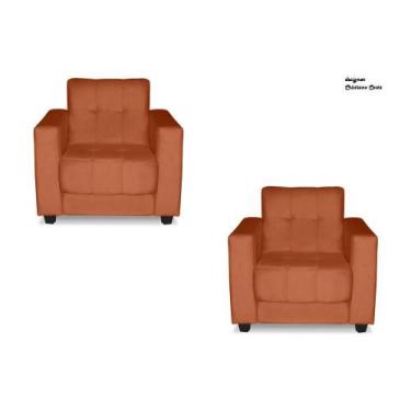 Imagem de Kit Poltronas Estofadas Verona Suede - Renascer Decor, Terracota