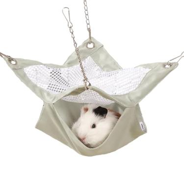 Imagem de SEIS Rede impermeável de 2 camadas de malha para hamster de verão, cama suspensa de animais pequenos para casa de porquinho-da-índia, esquilo, rato (verde, 34 x 34 cm)