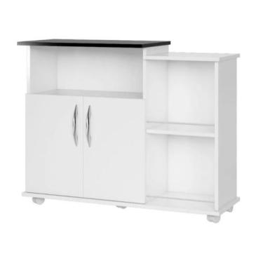 Imagem de Balcão Fruteira Para Cozinha Multiuso Organizador Branco com Preto - C