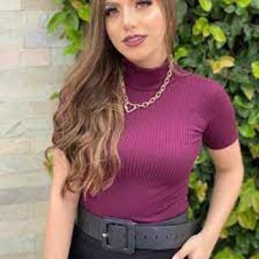 Imagem de Blusa básica gola alta manga curta canelada - Filo modas, Terracota, P