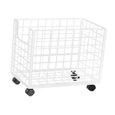 Imagem de ＫＬＫＣＭＳ Cesta de lavanderia, cesto de lavanderia sobre rodas Organizador de cesta de armazenamento Carrinho de roupas sujas para o banheiro Dormulário de, Branco