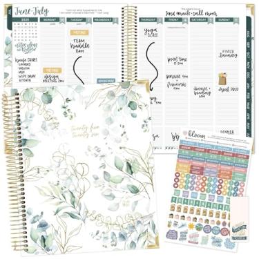 Imagem de bloom daily planners Planejador de objetivos e visão do ano acadêmico de capa dura 2025-2026 (julho de 2025 a julho de 2026) - Organizador de agenda mensal e semanal - 19 cm x 23 cm - eucalipto,