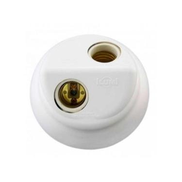 Imagem de Plafon Ilumi Branco Borne Porc 100W 2 Lamp 18092