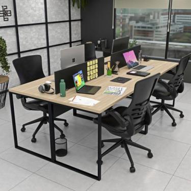 Imagem de Estação de Trabalho Mesa Plataforma Industrial 4 Lugares Office - Netm