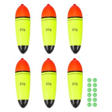 Imagem de YELARXI Boias deslizantes de pesca, boias de espuma EVA com contas de peixe, flutuação de 20 ml, adequada para poleiro, carpa, rolhas, água salgada, água doce (pacote com 6, vermelho/amarelo)