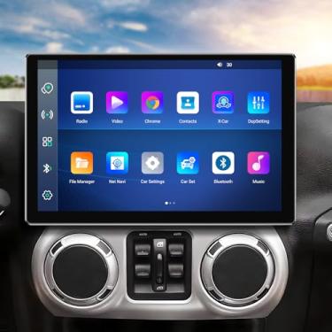 Imagem de Rádio automotivo 8 núcleos 4 GB + 64 GB para Jeep Wrangler 2007-2016, Jeep Compass & Pariot 2010-2016, tela QLED de 13,3 polegadas com Carplay e Android Auto, Bluetooth e navegação GPS, Android 14