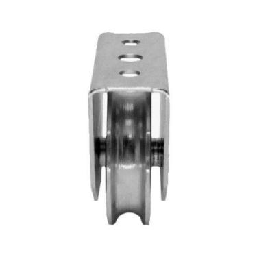 Imagem de Roldana Ferro Maciça 75mm (3") Tipo U com Parafuso - Ideal para Portõe