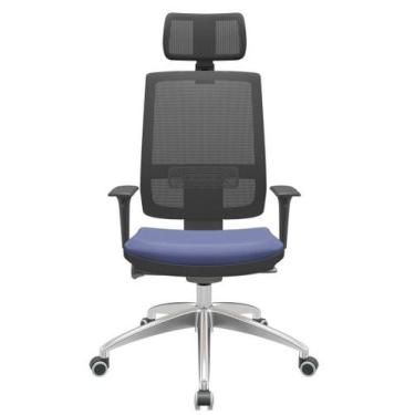 Imagem de Cadeira Office Brizza Tela Preta Com Encosto Assento Facto Dunas Azul 