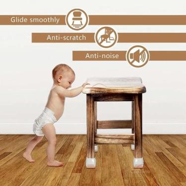 Imagem de Kit 24 Protetor Pés De Cadeira Silicone Quadrado 3 A 4,5cm Anti Risco 