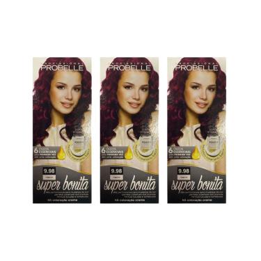 Imagem de Coloraçao Probelle Super Bonita 9.98 Magenta - Kit Com 3Un