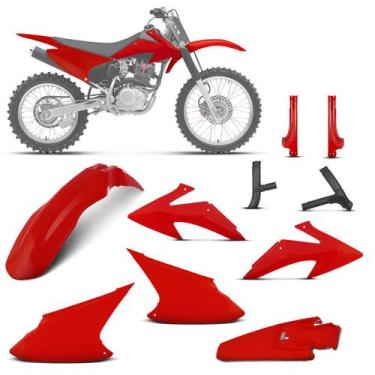 Imagem de Kit Plástico Crf 230f 2008 À 2014 + Protetor de Bengala + Protetor de 