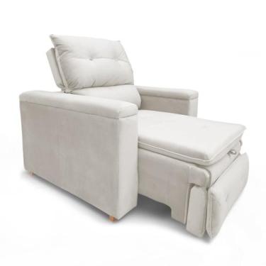 Imagem de Poltrona Cadeira do Papai Reclinável Retrátil Onix Suede Bege - Loja S