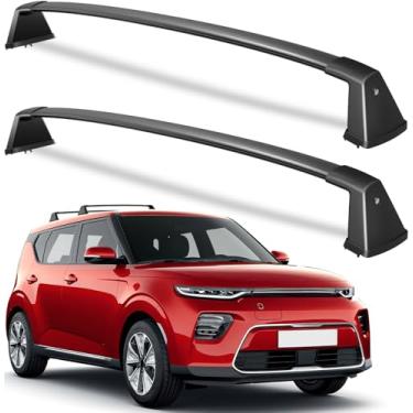 Imagem de Wonderdriver Barras transversais com trava de 118 kg compatíveis com Kia Soul 2020-2025, barras transversais de alumínio resistente, canoa de carga preta para telhado
