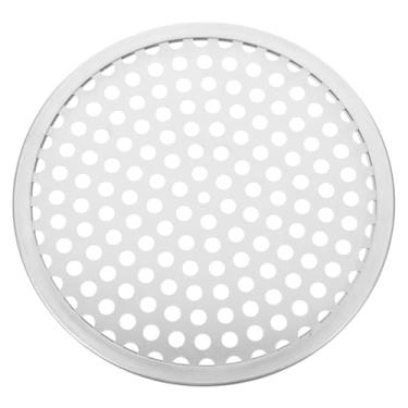 Imagem de Yardwe Forma de pizza para forno, forma de pizza com orifícios, forma de pizza de aço inoxidável de 20 cm, bandeja redonda para assar pizza, utensílios de padaria, utensílios de pizza com furos