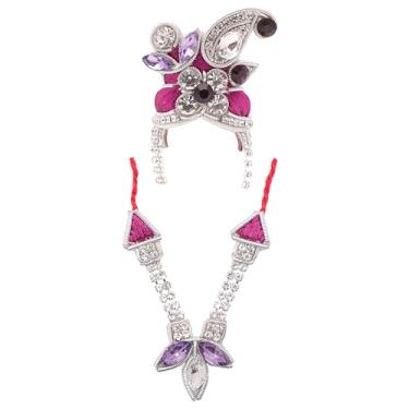 Imagem de Conjunto decorativo Mala Mukut para Deusa Deus Ganesh /Laddu Gopal/Devi Maa/Radha Krishna Haar Sringar Conjunto de joias de divindades para o festival indiano Janmashtami (tamanho: - 2 nº, 3,8 cm