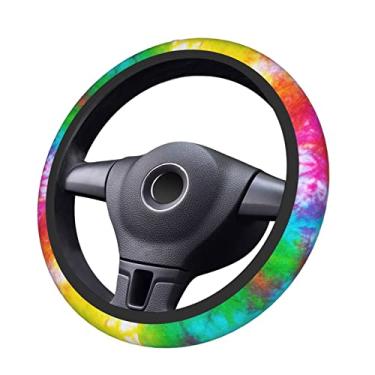 Imagem de FeHuew Capa de volante Rainbow tie dye para mulheres, meninas 38.1 cm Universal Auto Car Anti Slip Wrap Capa de volante adequada para veículos, caminhões, SUV