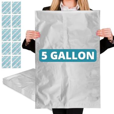 Imagem de Dry-Packs 10 sacos Mylar de 5 galões com absorvedores de oxigênio para armazenamento de alimentos, absorvente de oxigênio de 2000 cc, solução de armazenamento de alimentos de longo prazo, sacos Mylar