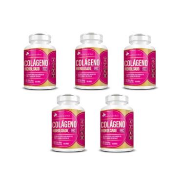 Imagem de Kit 5 Colágeno Hidrolisado 400mg + Vitaminas A C E D 5x60 cps Flora Na