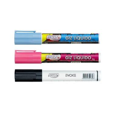 Imagem de Giz Líquido 6mm 4g Brw - Caneta Lousa Quadro Vidro Carros, KIT (1 AZUL