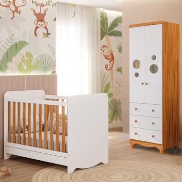Imagem de Quarto Bebê Completo Berço Americano Ben 3 em 1 Guarda Roupas 2 Portas 3 Gavetas Bolinha 100% Mdf