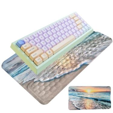 Imagem de Suporte para teclado de computador com descanso de pulso, suporte de descanso de pulso fácil de digitar, com almofada de pulso confortável, suporte ergonômico inclinado para teclado para mesa