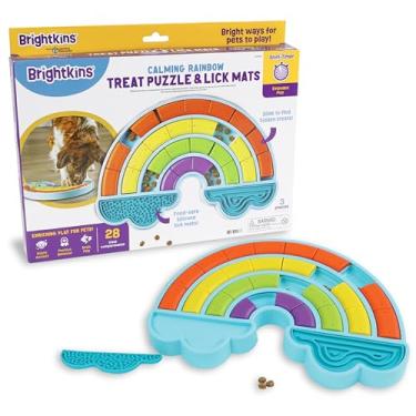 Imagem de Brightkins Quebra-cabeça calmante arco-íris, tabuleiro de quebra-cabeça ao ar livre, brinquedos interativos para cães, aniversário de cachorro, tigelas de alimentação lenta de enriquecimento, dentição