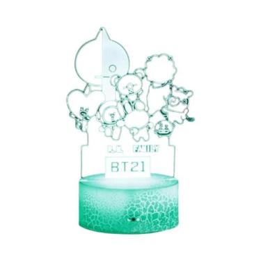 Imagem de Luz Noturna Kawaii BT21 3D Em Acrílico Com 16 Cores, 18cm, USB, Contro