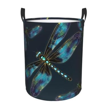 Imagem de Cesto de lavanderia Dragonfly, dobrável, impermeável, cesto de armazenamento de roupas com alças, pano Oxford, organizador de brinquedos, cesta para banheiro, lavanderia, quarto, pequeno