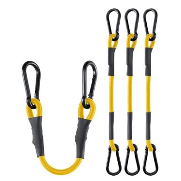 Imagem de Pacote com 8 cabos elásticos resistentes de 61 cm com mosquetão, tiras elásticas de força máxima de 86 kg para carga, bicicleta, carrinho, rack de teto, caminhão, barraca, acampamento, motocicleta