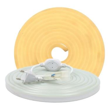 Imagem de Kit Mangueira Led Neon Branco Quente 3k 2m + Emenda 220V