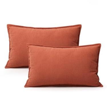 Imagem de Ailuteie Conjunto de 2 capas de almofada de veludo cotelê 50 x 30 cm – Capas decorativas Boho para sofá, cama – Capas de almofada retangulares macias para decoração de sala de estar (sem enchimento)