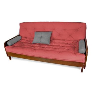 Imagem de Sofá Cama Paris Sarja Madeira Nobre Imbuia - Goiaba