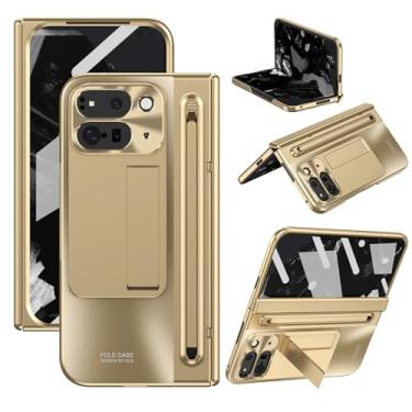 Imagem de Miimall Capa dobrável para Google Pixel 10 Pro com suporte para caneta e caneta, protetor de tela embutido, protetor de dobradiça, ultrafino, proteção total para Pixel Pro Fold 10, dourado