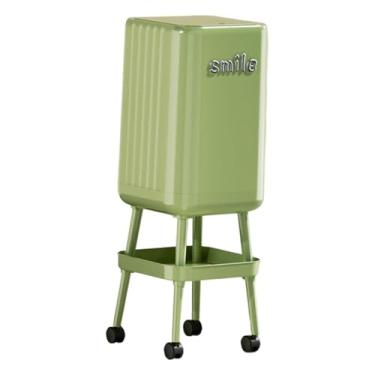 Imagem de AFXGUSD Lixeira Tipo Prensa com Rodas, Cesto de Lixo com Compartimento de Armazenamento, Lata de Lixo, Cesto de Lixo, Lixeira para Cômoda, Banheiro, Verde, Tamanho real