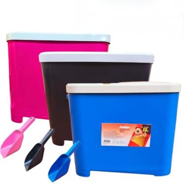 Imagem de Porta Ração 15 kg kit Para Armazenar Ração de Cachorro e Gato Furação Pet(KIT 1-ROSA 1-PRETO 1-AZUL)