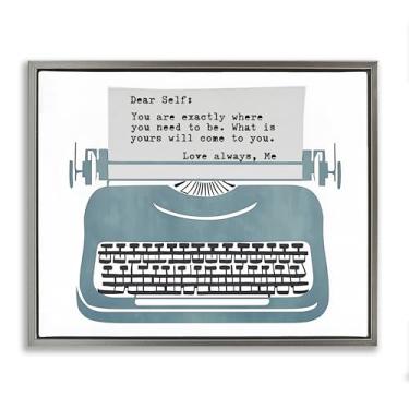 Imagem de Stupell Industries Design de arte de parede em tela flutuante emoldurada em máquina de escrever inspiradora por Annabelle Hall, 64 x 78 cm