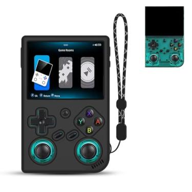 Imagem de FIOPAZ Capa protetora de silicone Anbernic RG35XX Pro, compatível apenas com acessórios de console de jogos portáteis RG35XXPro, capa de silicone macio lavável antiarranhões com cordão (preto)