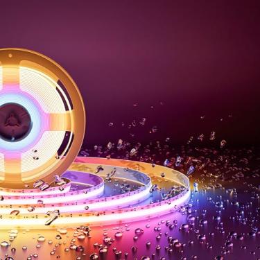 Imagem de PAUTIX Fita de luz LED RGB Smart IC COB IP65 à prova d'água endereçável 24 pés/7,5 m, 720 LEDs/m Listada UL 24 V Faixa de luz de cor flexível que muda de cor (sem controlador e adaptador)