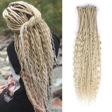 Imagem de Pouweney Conjuntos de extensões de dreadlock 3 em 1 SE de 61 cm, 30 fios misturados 613 loiros sintéticos SE Dreads extensões, 100% feitos à mão, macios, encaracolados, boho, ondulados para meninas