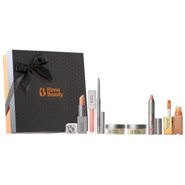 Imagem de Rinna Beauty Pacote Lisa Essentials – Kit de cuidados labiais com máscara hidratante, esfoliante, brilho, batom, delineador, giz de cera, óleo volumoso – vegano, sem crueldade e parabenos (pacote com