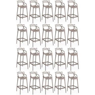 Imagem de Kit 20 Banquetas Allegra com Encosto Design Cozinha/Bancada - Fendi - 