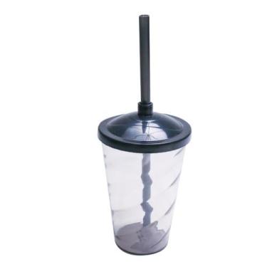 Imagem de 10 Copos Twister Com Tampa e Canudo Cristal Colorido 400ml - M&Ca Plás