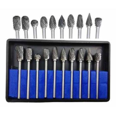 Imagem de Kit 10 Fresas Lima Tunsgtenio Jogo Acessórios Micro Retifica - SteelTo