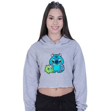 Imagem de Cropped Moletom Feminino Lilo And Monstros S.a - Lafre, Cinza, GG