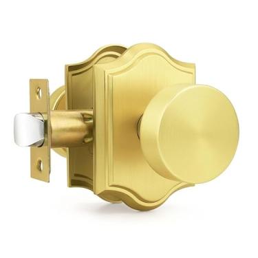 Imagem de Orger Puxador de porta de armário dourado, maçanetas de porta de passagem de ouro escovado de liga de zinco, maçaneta interna antiga resistente para corredores e clostes, 1 pacote