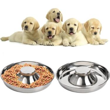 Imagem de Puppy Bowls SOUJOY Slow Feeder em aço inoxidável, pacote com 2