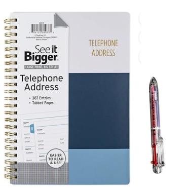 Imagem de Telefone e agenda de endereços See It Bigger com páginas de senha, 14 cm x 20 cm (cores sortidas, aquarela)