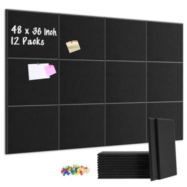 Imagem de DOLLAR BOSS Quadro de avisos grande de cortiça, 122 cm x 91 cm, quadro de cortiça, 12 pacotes de quadros de cortiça de 1,2 cm de espessura para paredes, painéis acústicos adesivos seguros, placa de